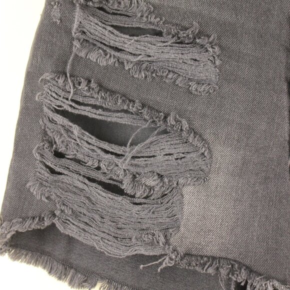 nwt FREE PEOPLE We The Free High-Rise Distressed Denim Shorts in Black, Size 24 - Picture 3 of 9